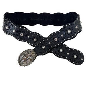 Leatherock Studded Stone Embellished Western Tooled Leather Belt L/36 Vintage